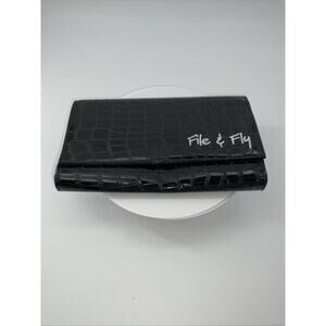 File and Fly Travel Passport/Document Organizer Alligator Black MI AMICA